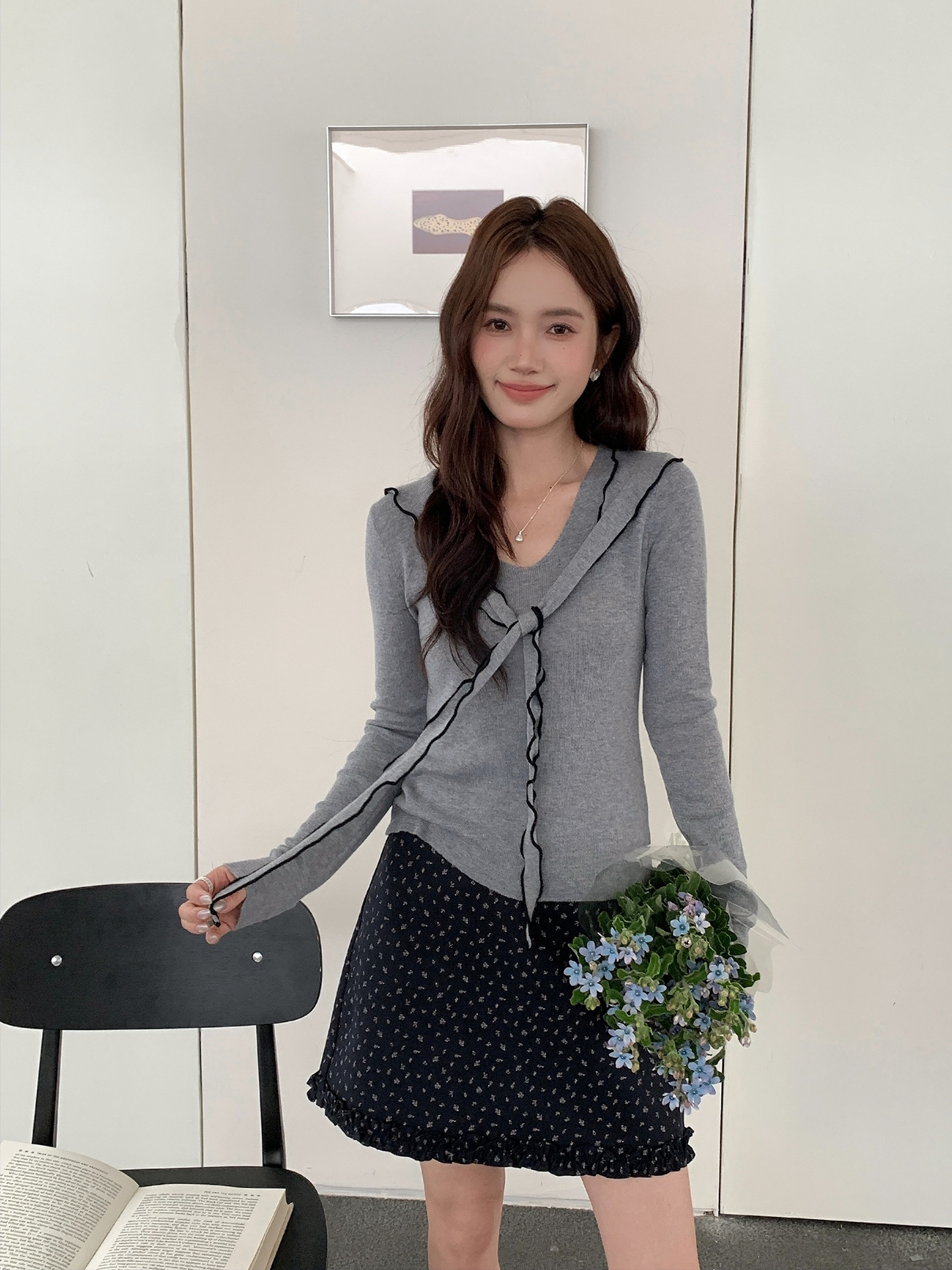 26ye032 light gray fake two pieces