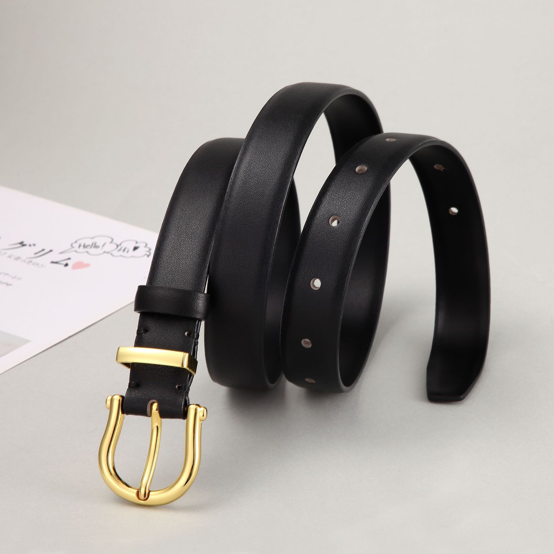 Leather Women's Simple Decorative Jeans Casual Pants Belt Wholesale display picture 2