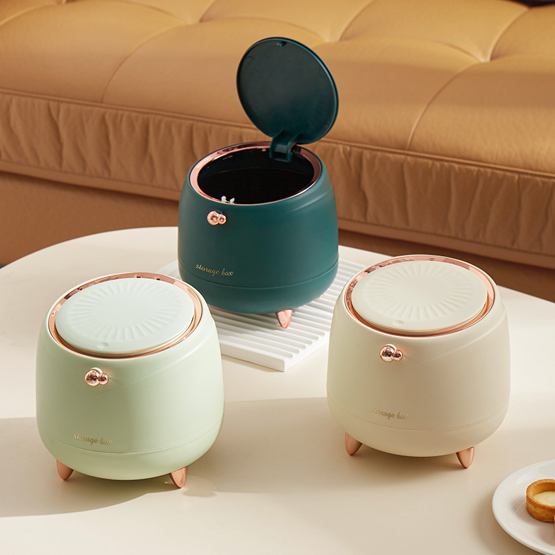 迷你桌面垃圾桶翻盖家用小号收纳桶宿舍办公室桌上按压式废