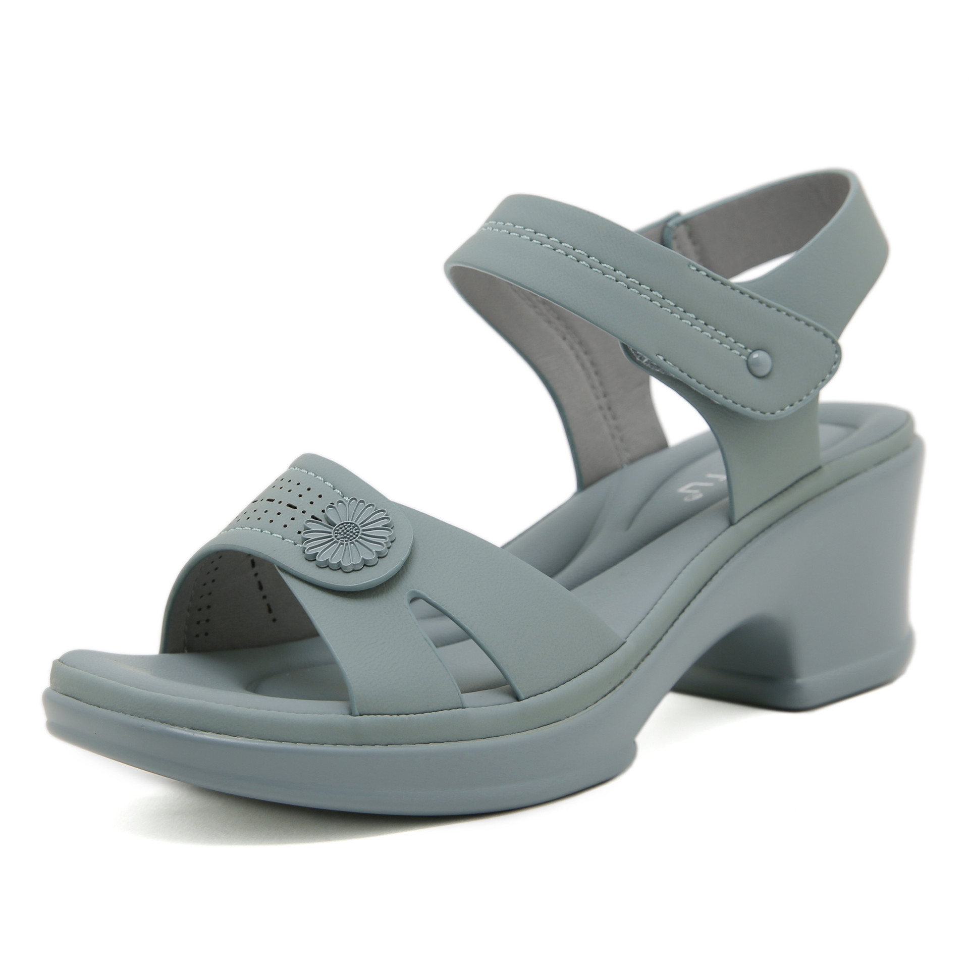Sandal hở mũi nữ gót xuồng đế bệt quai hậu dán — màu đen, xanh lá cây, màu mơ
