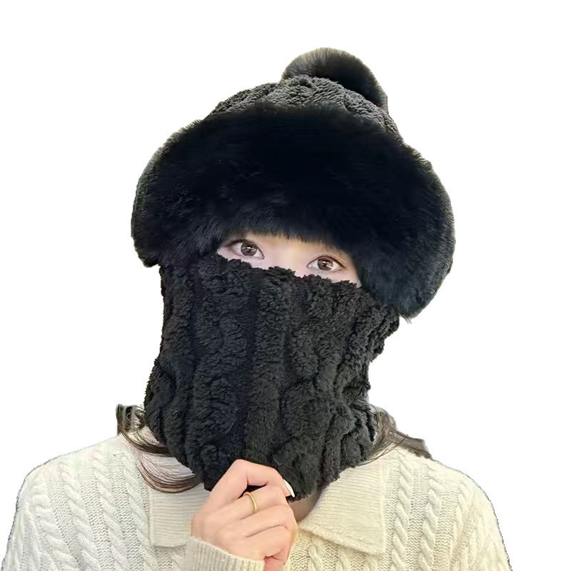 帽子围脖一体女冬新款加绒加厚骑车防风防寒电动车保暖护耳冬季|undefined