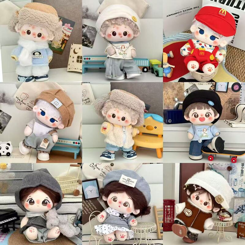In-Stock 20cm Cotton Doll Clothes for Boys and Girls, Plush Dolls, Cute Dress-Up Skirts, Overalls, Doll Clothing Set
