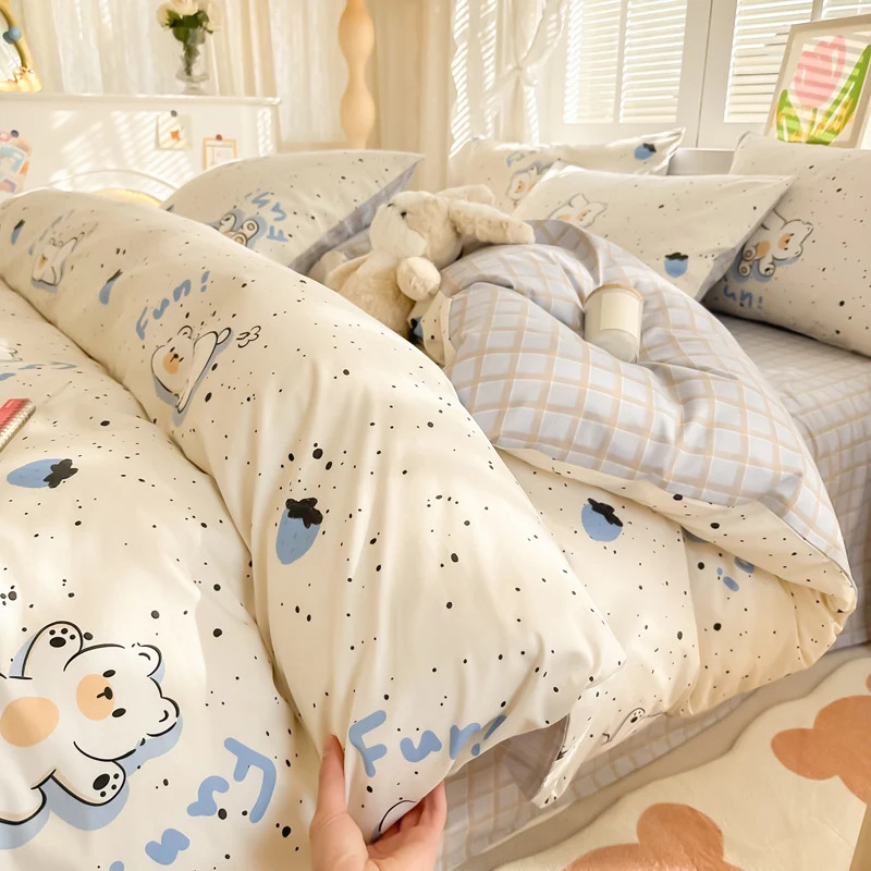 Cama de impresión no estática tipo A tipo de piel doméstica cuatro piezas de sábanas de algodón residencial sábanas de cama tipo笠 molido