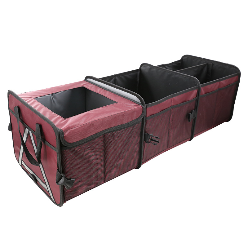 3칸 아이스박스 겸용 잡화 보관함 - 레드 (타공 뚜껑) 92*33*28CM