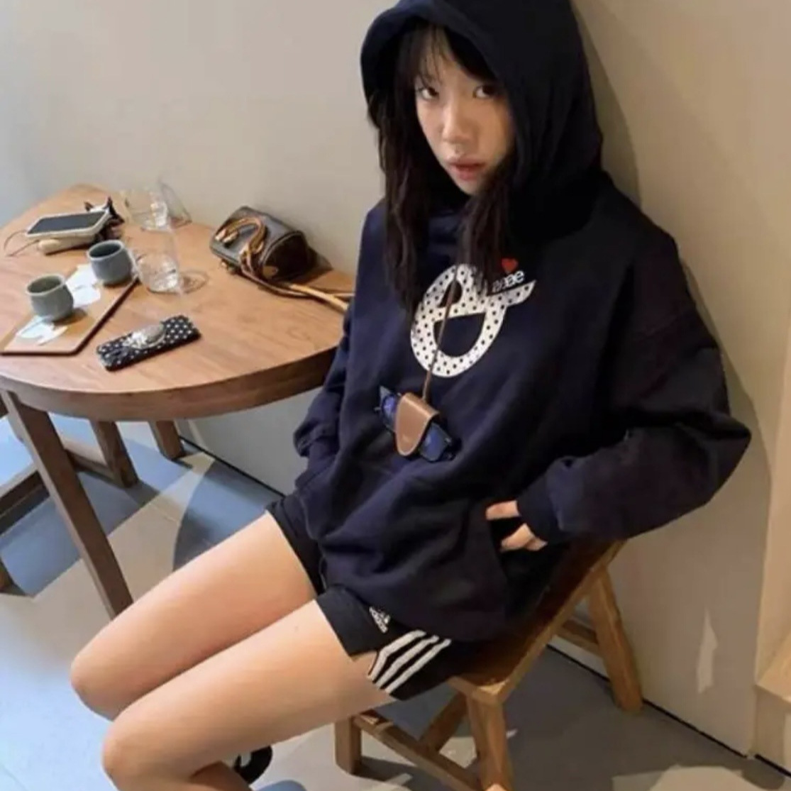 In Stock from the Manufacturer~ Korean Niche Fashion Brand Ae* Letter 26 New Style Casual Hooded Loose Sweatshirt for Women