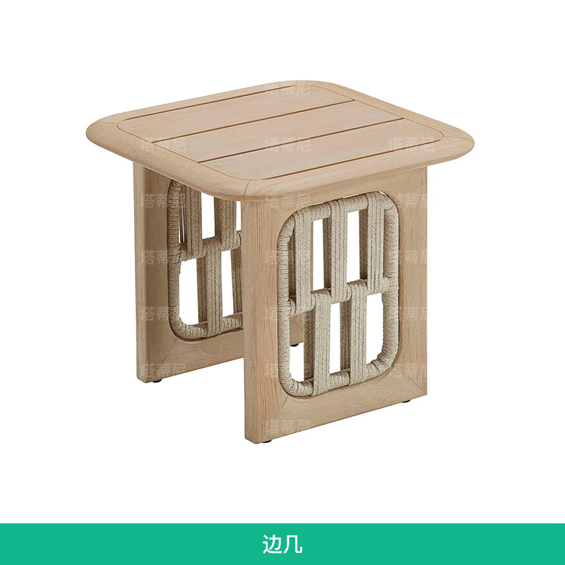 Sofá al aire libre patio villa jardín al aire libre impermeable protección solar combinación de madera maciza balcón simple ocio muebles de caña