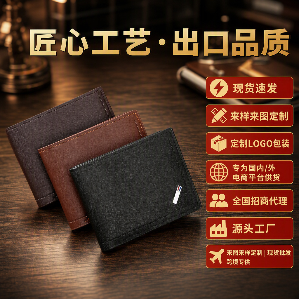 New Men's Wallet Short Wallet Men's Youth Fashion Thin Multi-Card Slot Large Capacity Horizontal Business Soft Wallet