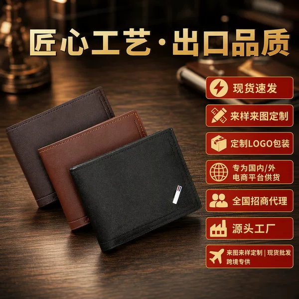 New Men's Wallet Short Wallet Men's Youth Fashion Thin Multi-Card Slot Large Capacity Horizontal Business Soft Wallet