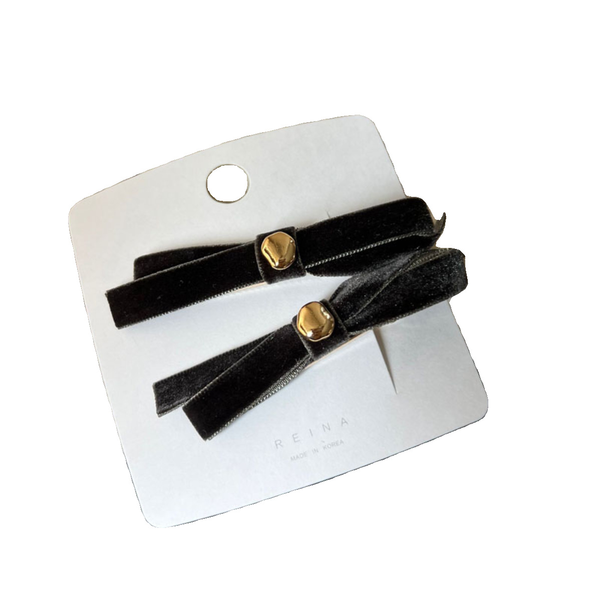 Zuid-Korea herfst en winter vintage fluwelen kleine gouden bonen strik haarspeld zijclip eendenbek clip paar clip 2023 nieuwe haaraccessoires_voghion.com
