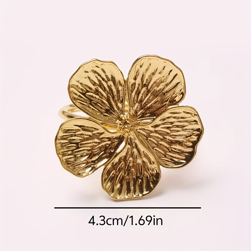 跨境专供金色五瓣花餐巾扣镀金工艺餐巾环酒店餐桌桌面摆台|undefined