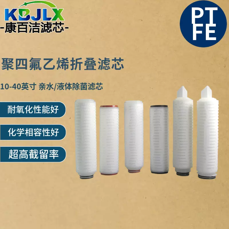 10英寸PTFE强疏水性折叠滤芯聚四氟乙烯膜发酵罐氮气过滤滤芯
