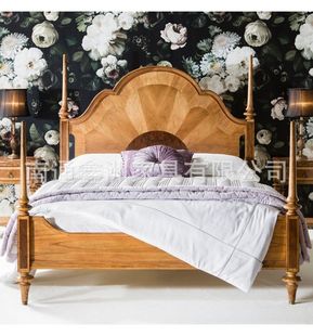 Американская сельская сельская кровать с твердым деревом двуспальной кровать в европейской стиле ретро -принцесса спальня вырезана большая кровать свадебная кровать 1,5 метра 1,8 метра