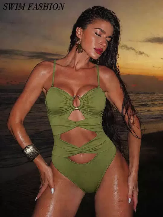 Pure Desire Hollow Swimsuit Women's One-piece Triangle Covers Belly, Shows Slimness, Covers Flesh, Sexy Hot Spring Купальник