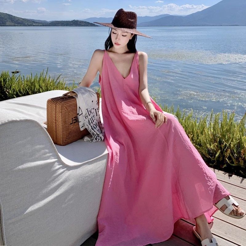 Pink Super Fairy Slip Dress Women's Summer 2025 New French Style This Year's Popular Sweet Holiday Style dress Long Dress