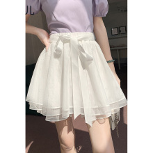 超仙蝴蝶结a字雪纺半身裙女夏季2024新款小个子收腰显瘦蓬蓬短裙