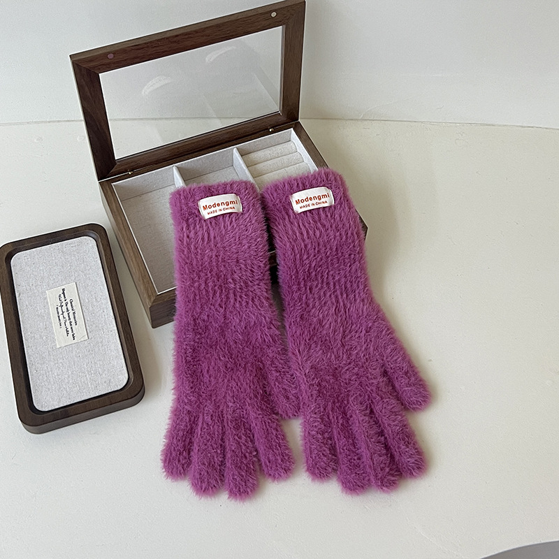 Guantes de invierno caliente, grueso y alargado 2025 nuevo muñeca larga de peluche pantalla táctil guantes de punto al por mayor