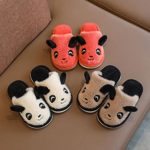 Children's Cotton Slippers Autumn and Winter Cartoon Style for Boys and Girls, Indoor Home Slippers with Non-slip, Baby Kids, Woolen Slippers from Zhao Zhi Zheng