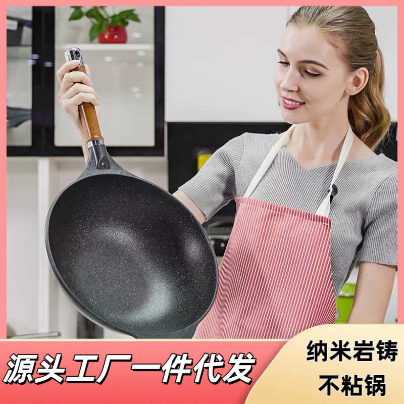 키친윙스 논스틱 프라이팬, 가정용 웍, 코팅 없는 프라이팬, 인덕션 가스레인지 겸용, 대형 프라이팬, 가벼운 프라이팬, 평평한 바닥 프라이팬