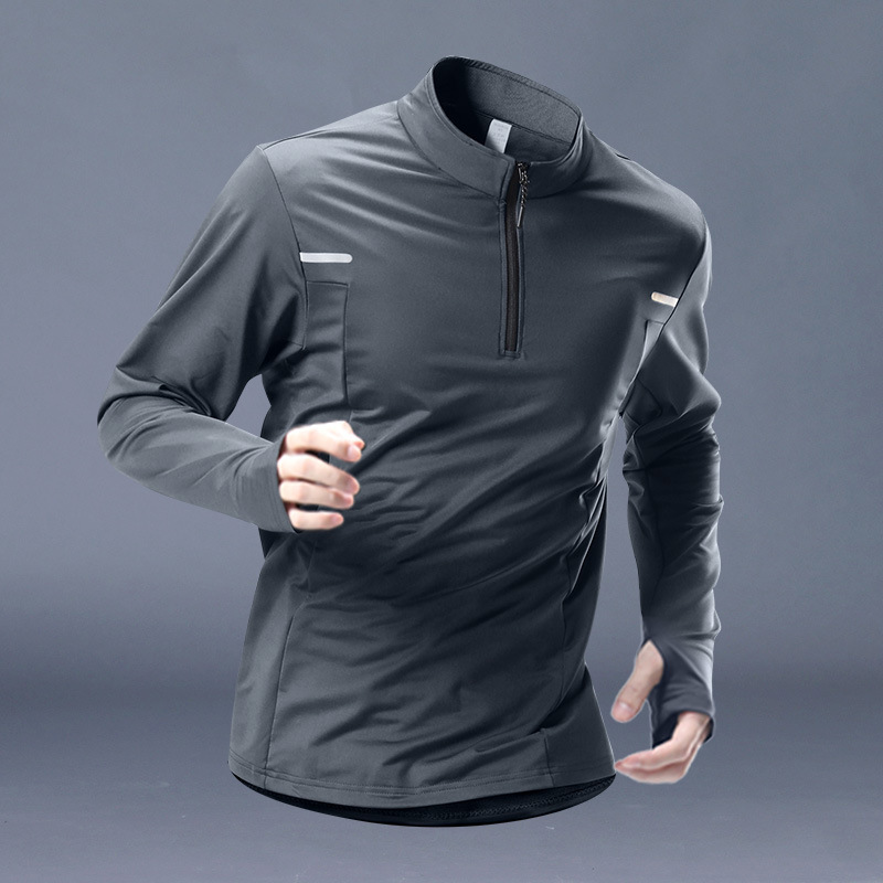 Comercio exterior músculo otoño y invierno nuevo hombre deportes ocio correr gimnasio entrenamiento cremallera suelta camiseta de manga larga
