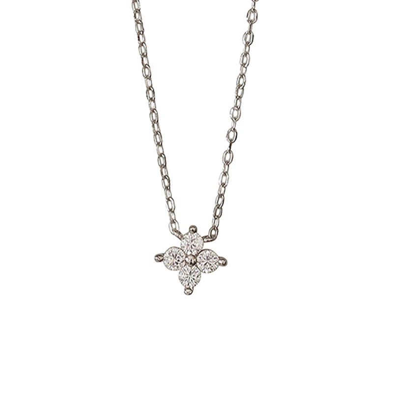 Sterling Silver Four-leaf Clover Necklace For Women Elegant Chain_voghion.com
