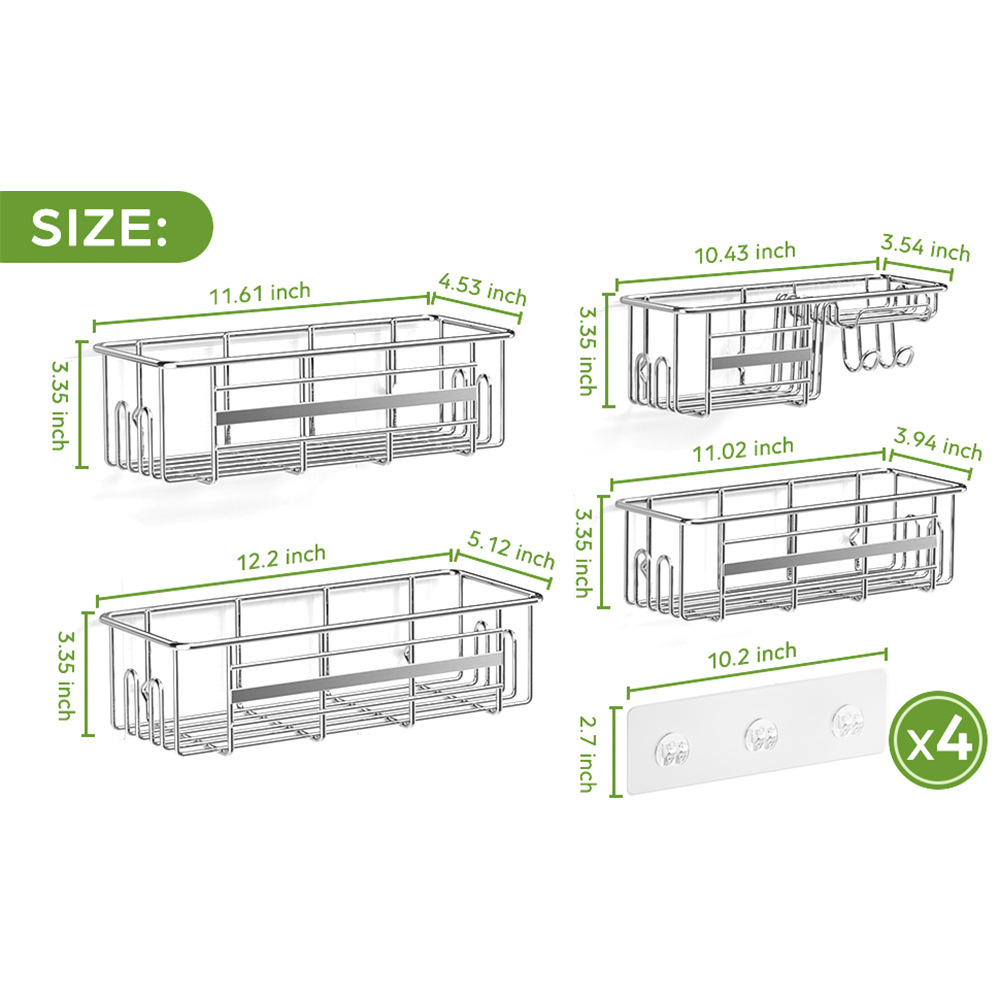 Estante de almacenamiento de baño sin perforaciones de plata montado en la pared fregadero de cocina de múltiples capas inodoro organizador multifuncional estante de almacenamiento
