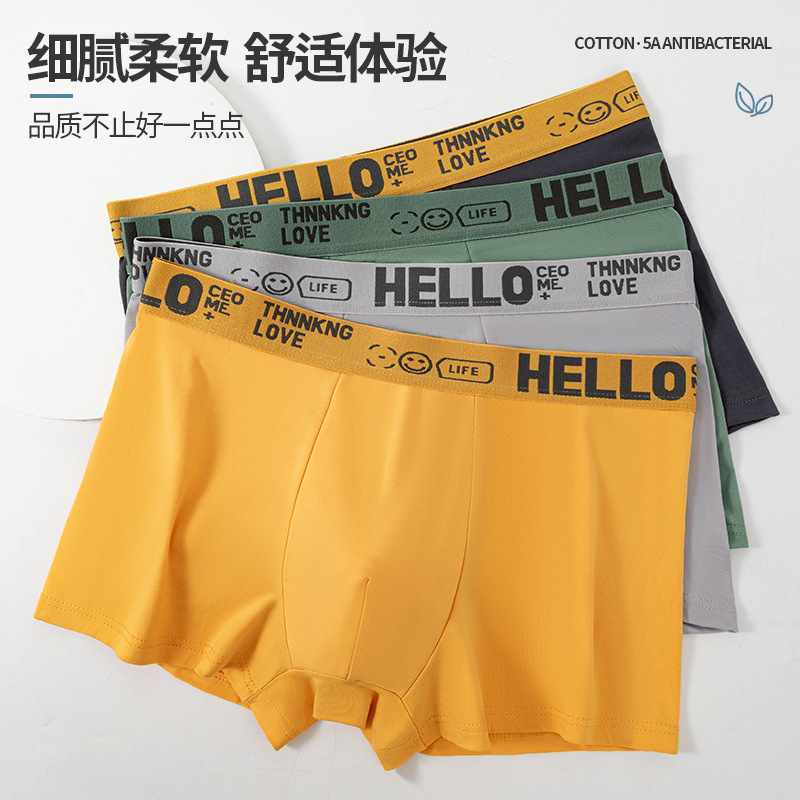 Ropa interior masculina al por mayor talla grande cintura media antibacteriana transpirable cómodo algodón textura bóxer pantalones cortos cabeza de fábrica masculina