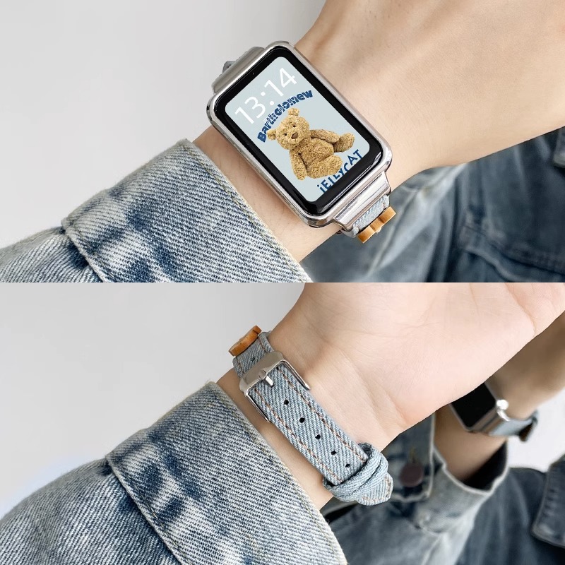Suitable for mi bracelet 7PRO strap replacement wristband smart sports fashion accessories new Denim genuine leather doll