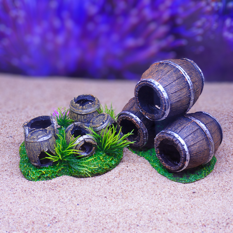 Estilo explosivo musgo adornos de guijarros reales pecera acuario decoración paisajismo barril de vino resina evitación casa en stock