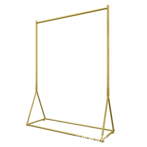 Simple floor-standing golden island rack for clothing store display, suitable for women's and children's clothing stores, hanging clothes rack shelf set