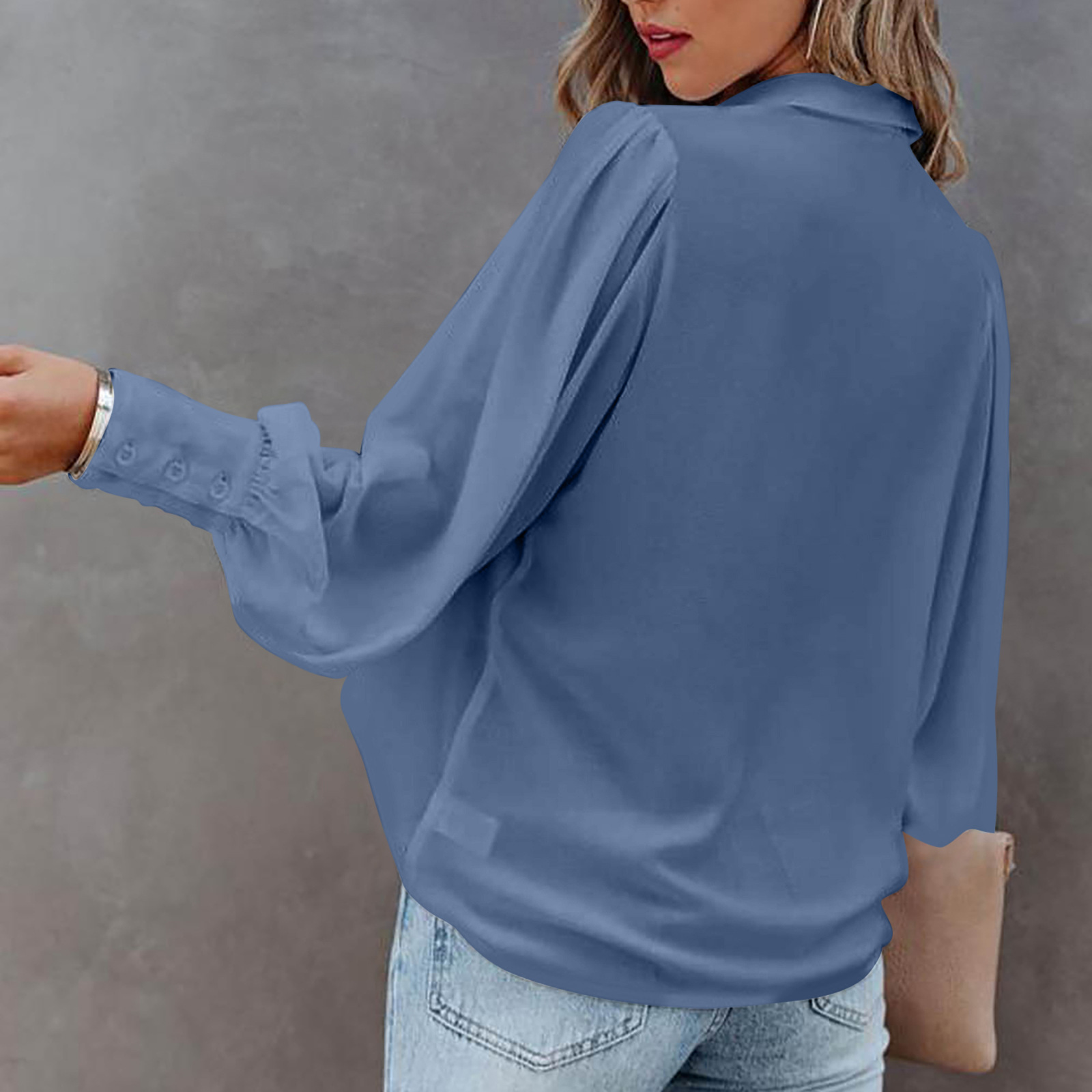 Casual Solid Color Turndown Long Sleeve Regular Sleeve Button Blouse