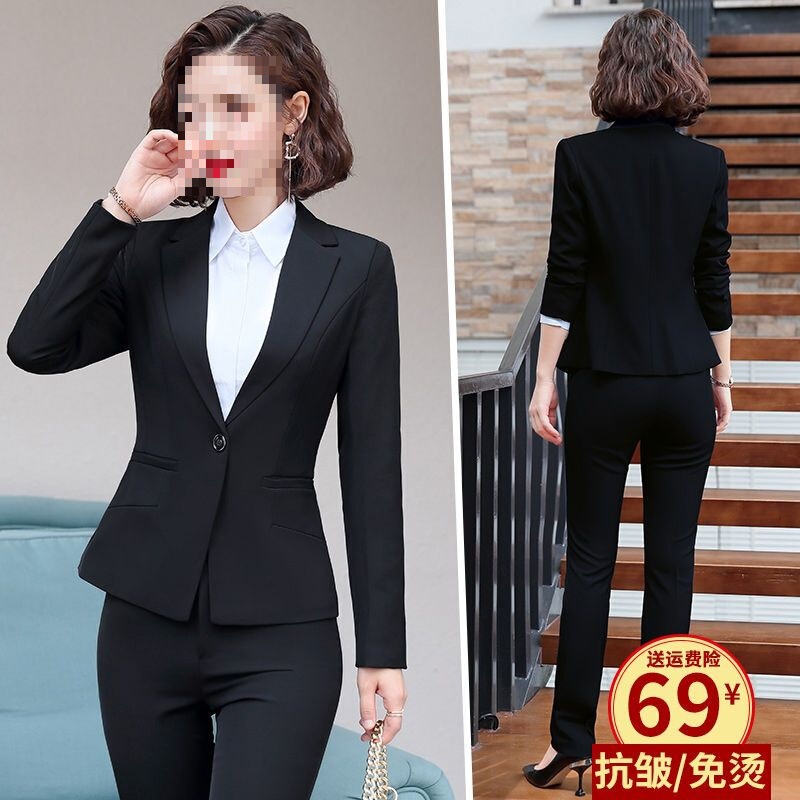 Professional Suit Suit for Women Spring & Fall Korean Style Slim Fit New Black Small Suit Jacket Women's Student Winter
