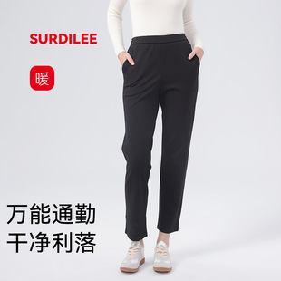 Winter New Black Thick Straight-Leg Pants Slimming Non-Bulky Versatile Fleece Women's Sweatpants