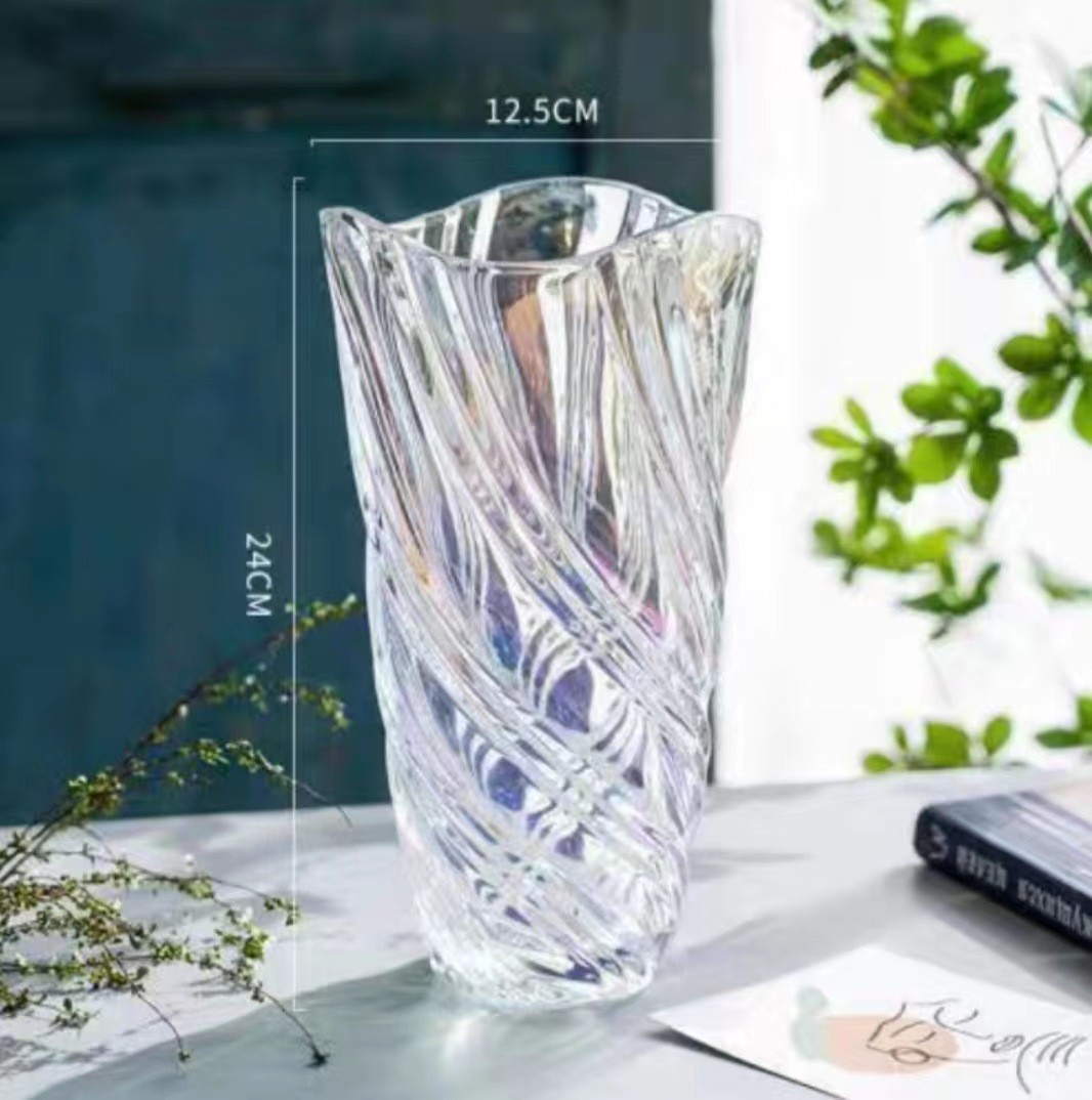 Bohemia del norte, vasijas de vidrio esmaltado, vasos de flores transparentes, decorativos para el hogar, decoración suave.