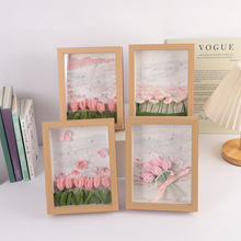 新款diy相框灯卧室木质工艺品摆件情人节手工扭扭棒相框灯小夜灯