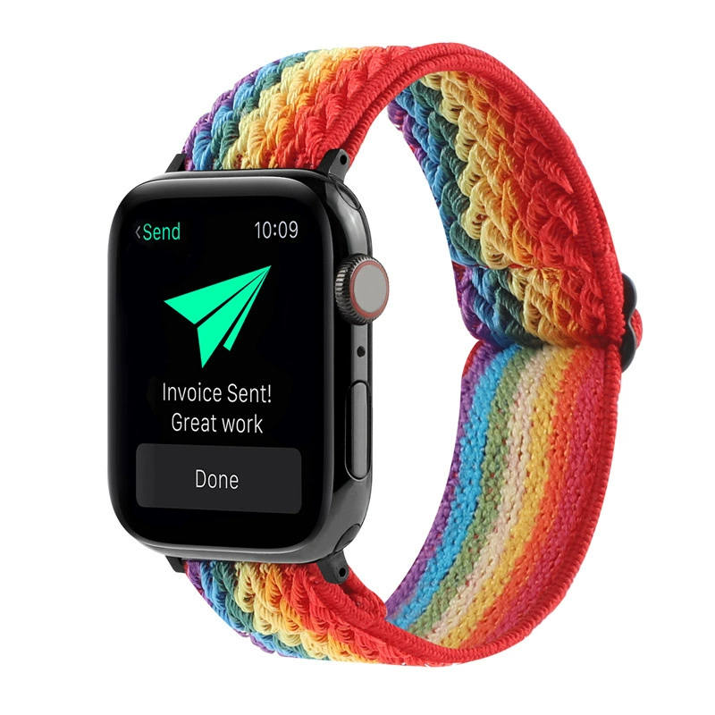 Подходит для Apple iwatch 8 Ремешок Эластичный нейлоновый тканый ремешок для яблока Регулировка Металлической пряжки