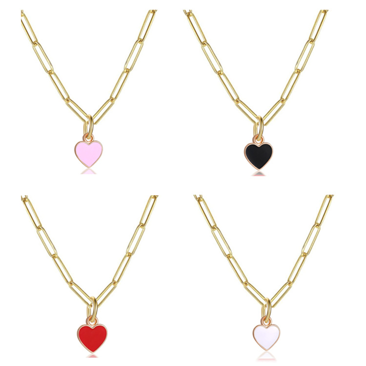 Fashion Heart Shape Stainless Steel Enamel Pendant Necklace 1 Piece display picture 4