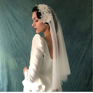 Retro hat-style veil lace diamond pearl small clip headdress bride cheongsam accessories 2019 new women's soft yarn