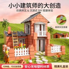 小さな泥職人が家を建てて壁を築くおもちゃ子供の手作りdiy小屋レンガのセメント建築の組み立て模型