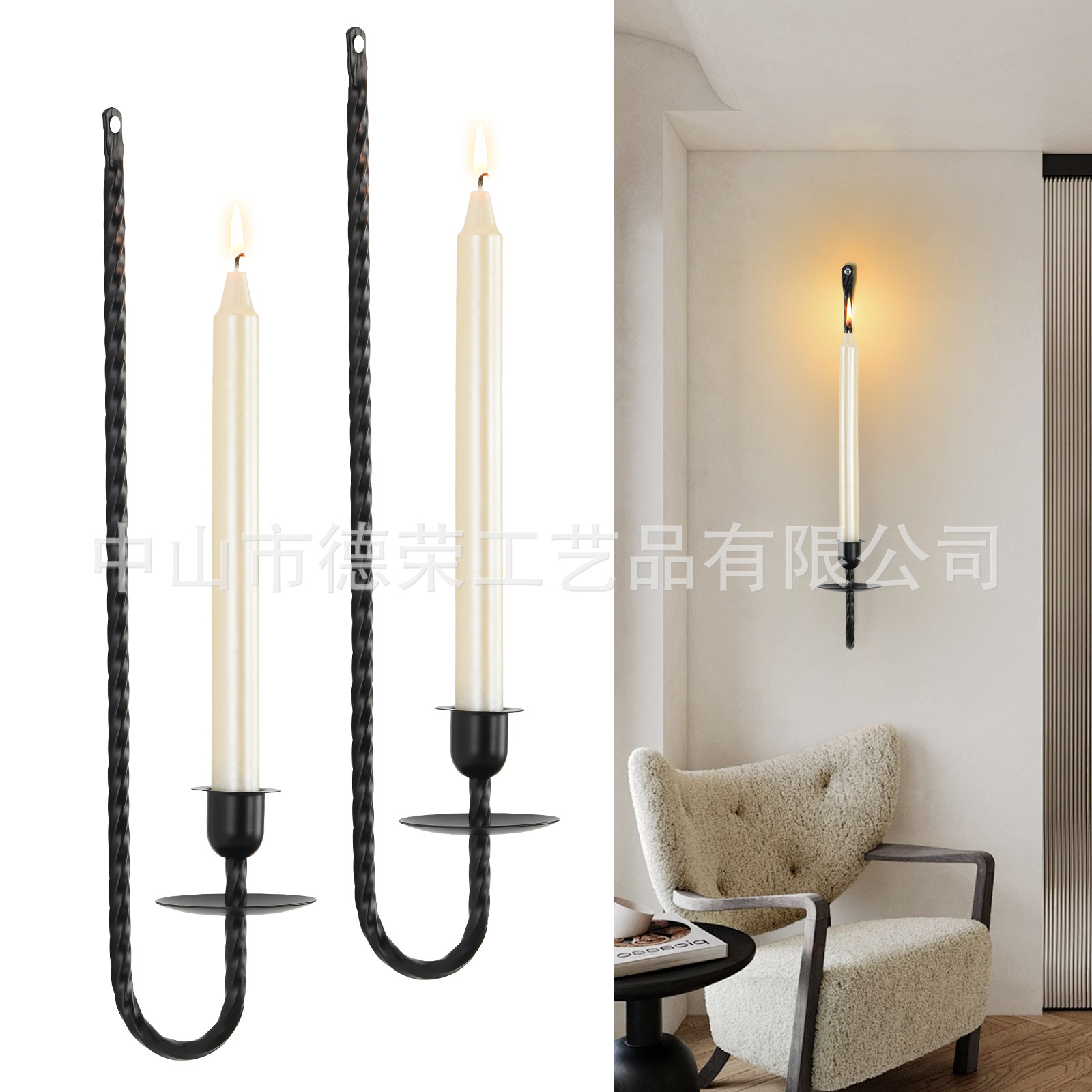 Amazon simple candelabros de hierro forjado colgados en la pared de alto nivel de hierro forjado colgado en la pared en forma de botón L decoración de la atmósfera de candelabros