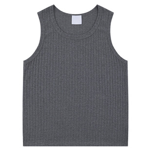 Striped Knitted Vest Men's Internet Popular Same Style Summer American Heavy Gray Sleeveless Fitness Waistcoat 2025