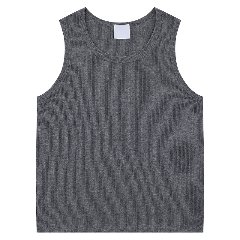 Striped Knitted Vest Men's Internet Popular Same Style Summer American Heavy Gray Sleeveless Fitness Waistcoat 2025