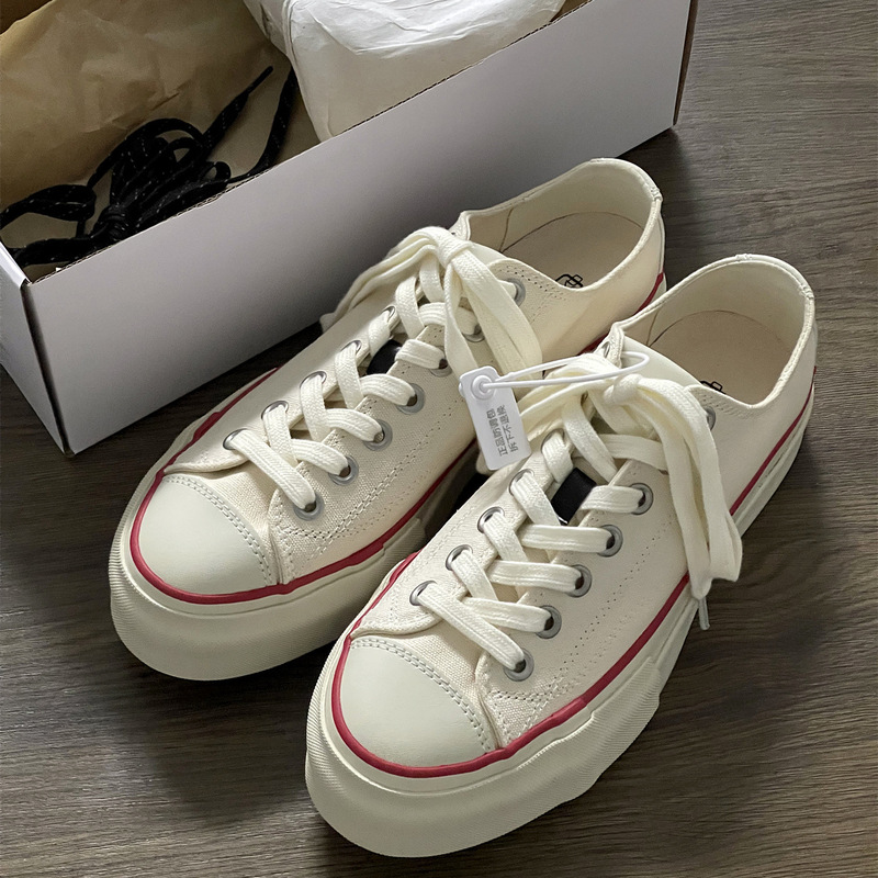 2026 High-End Men's Trendy Vulcanized Shoes Men's Boutique Sneakers Casual Japanese-Style Thick-Soled Canvas Shoes Beige Women's 2026 High-End Men's Trendy Vulcanized Shoes Men's Boutique Sneakers Casual Japanese-Style Thick-Soled Canvas Shoes Beige Women's