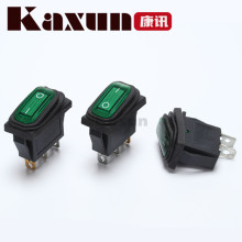 KCD3防水船型開關 帶燈2檔三腳12V/220v15A防漬防塵電熱鍋開關