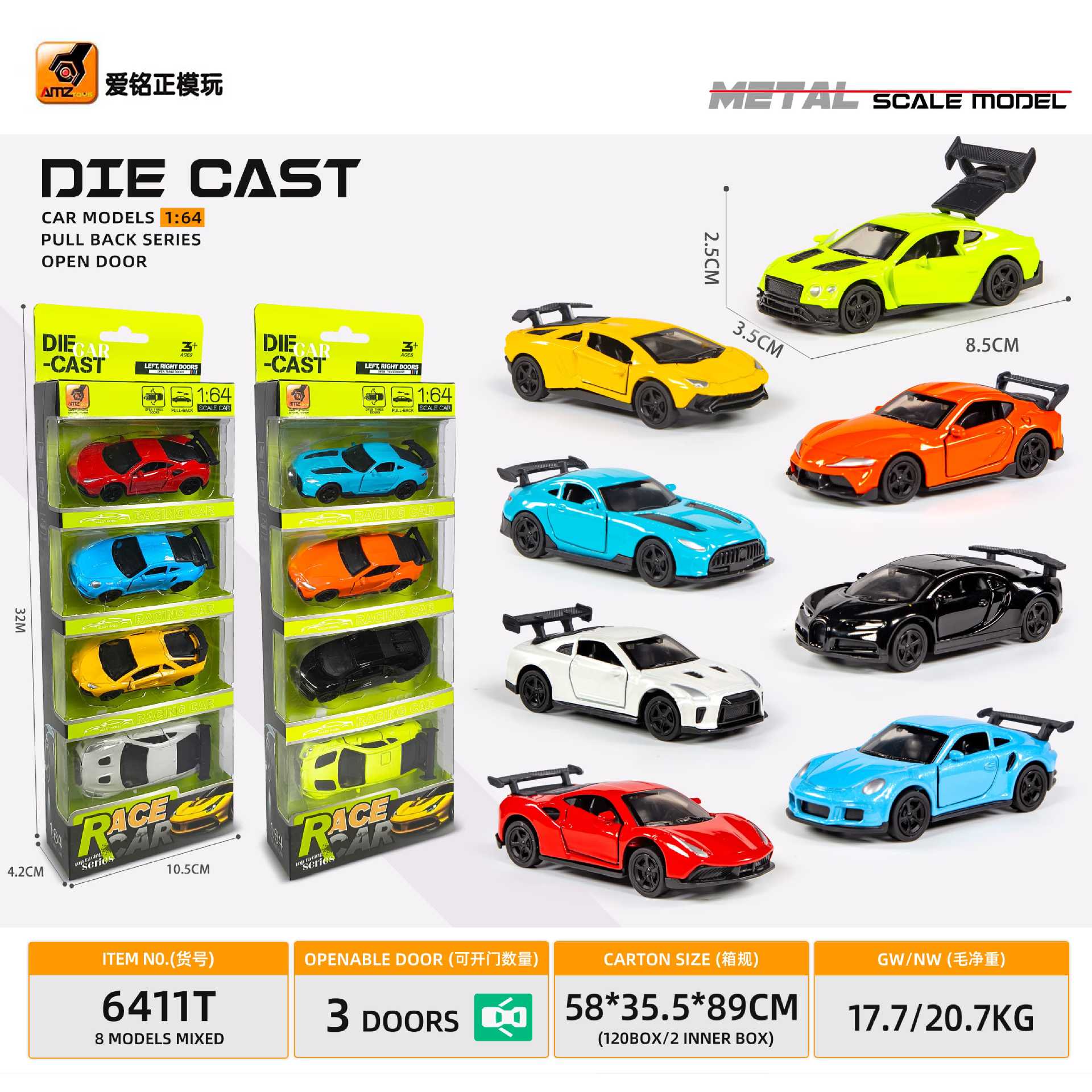 Ventas calientes de retroalimentación graffiti aleación coche de metal de chapa para niños coche de juguete modelo de coche set 1: 64