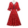 Summer ethnic dress, megaphone, brace, ethnic style, V-neckline, with sleeve