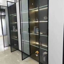 极窄酒柜衣柜餐边柜书柜展柜平开钢化玻璃柜门工厂直售