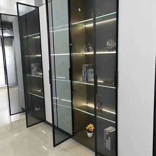 Very narrow wine cabinet wardrobe sideboard bookcase showcase flat open tempered glass cabinet door factory direct sale