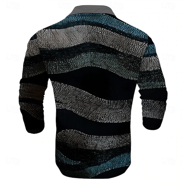 2024 venta caliente 3D impresión digital para hombres casual todo-fósforo negocio suelto de manga larga transpirable botón cuello POLO camisa