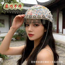 新款民族风刺绣花发箍文艺复古舞台表演搭配头饰手工流苏旅拍发饰