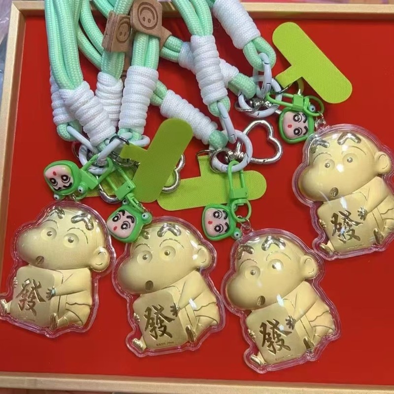 純金 999kt 猫ストラップキーホルダーかわいい漫画バッグペンダントハイエンド携帯電話リストバンド車のストラップチェーン|undefined